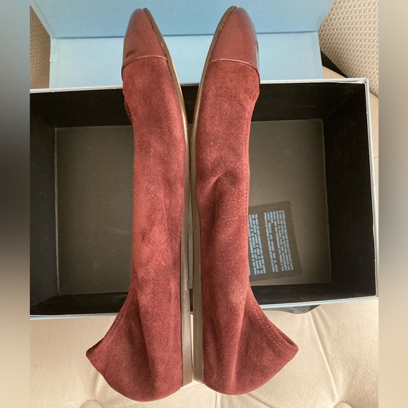 LANVIN | NIB Suede and Patent Cap Toe Luxury Ballerina Flat Burgundy 8US EU39 - Picture 7 of 9